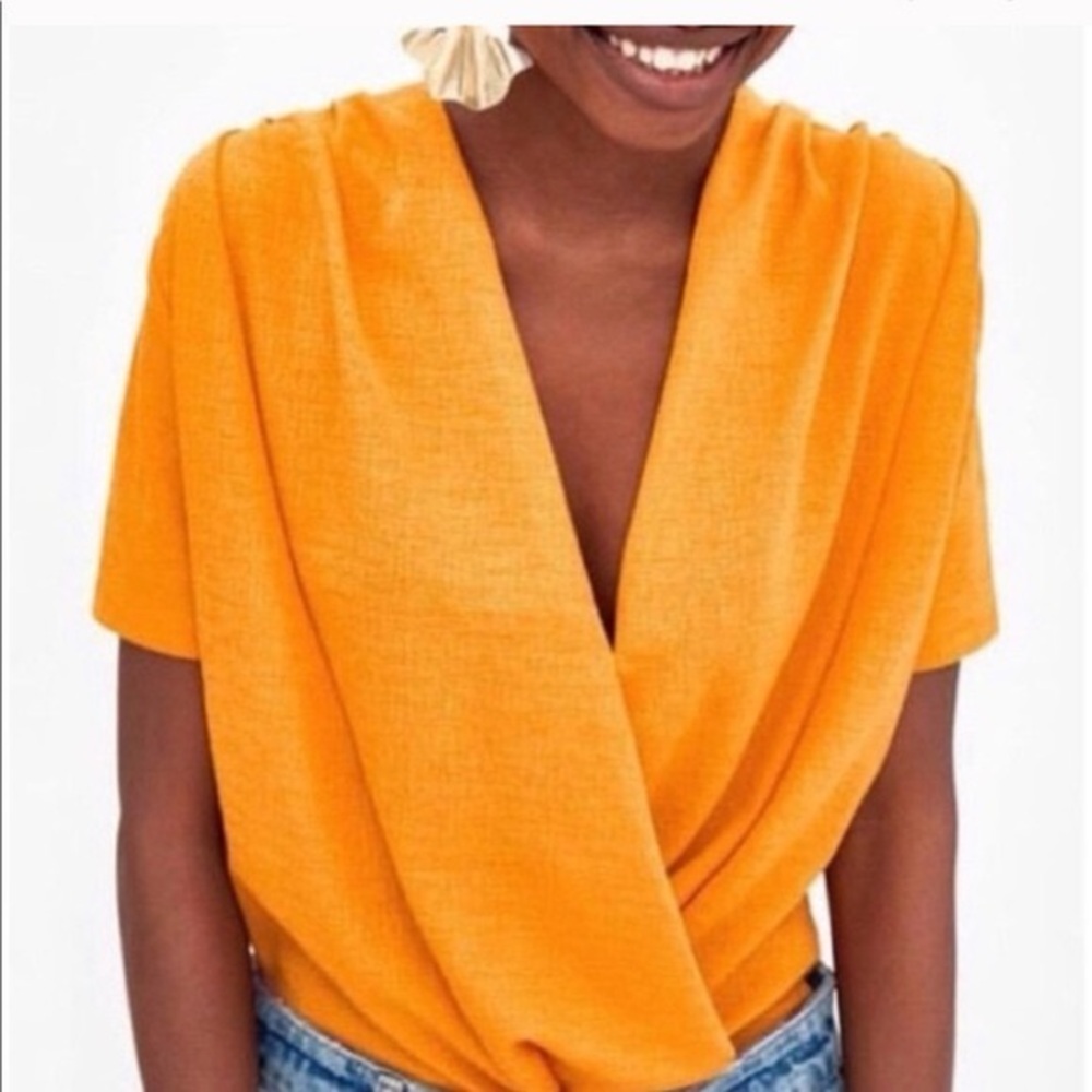 Zara Orange Wrap Top